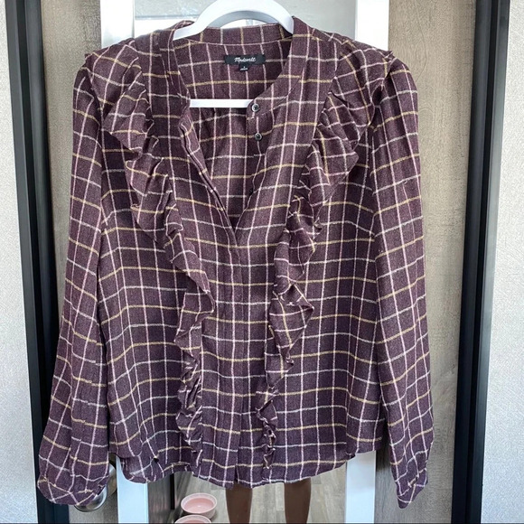 Madewell Plaid Ruffle-Front Top - Picture 3 of 9